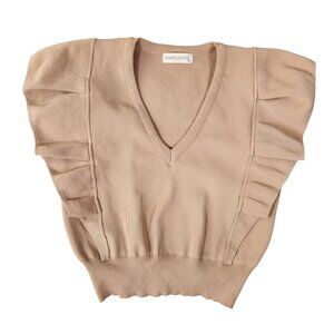 NWOT Pleated Tan Beige Knit Top Size M